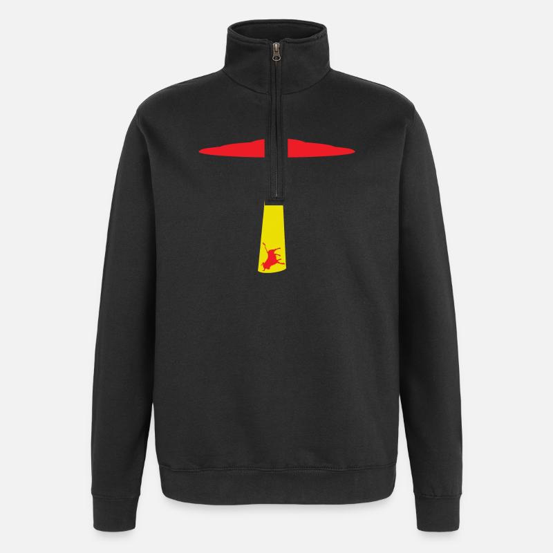 UFO-Entführung eines Stieres - Quarter-Zip-Sweatshirt - Schwarz