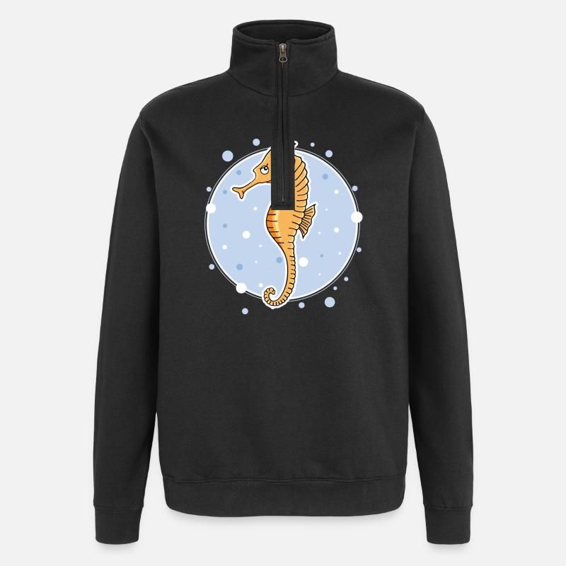 Seepferdchen - Quarter-Zip-Sweatshirt - Schwarz