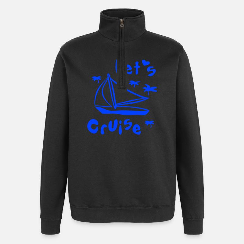 Segelboot, segeln, Palmen - Quarter-Zip-Sweatshirt - Schwarz