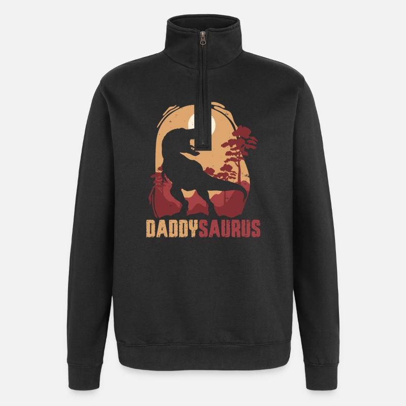Daddysaurus Sunset Silhouette - Quarter-Zip Sweatshirt - black