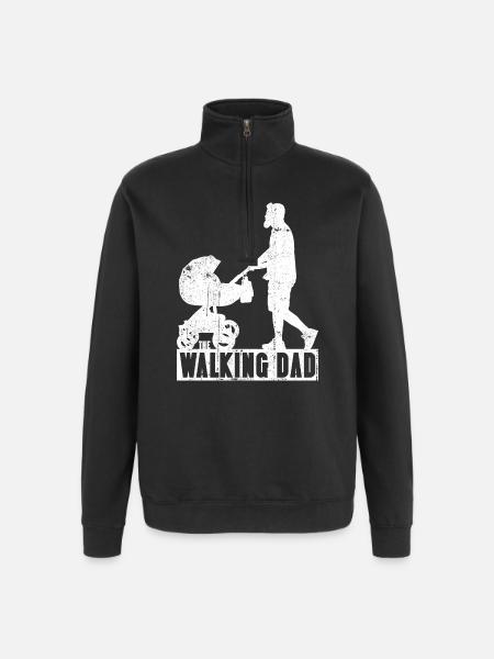 Walking Dad Silhouette with Stroller - Quarter-Zip Sweatshirt - black