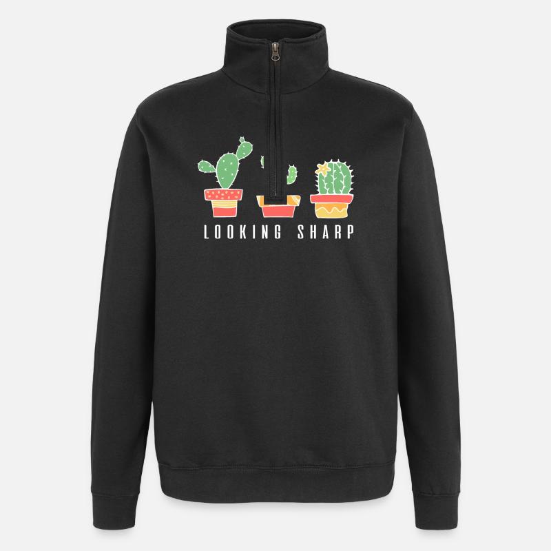 Looking Sharp Cactus - Quarter-Zip Sweatshirt - black