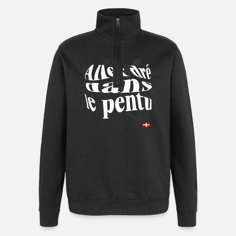 Illustration d’un Sempervivum Stylisé - Sweat à zip 1/4 - noir