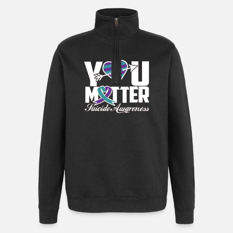 Sensibilisation au suicide Vous comptez - Sweat à zip 1/4 - noir