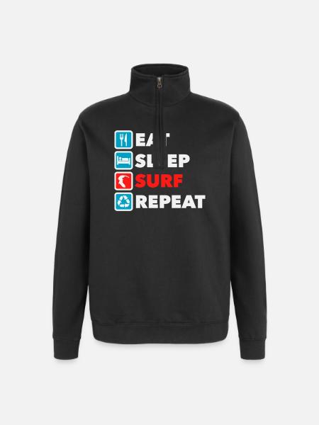 Eat Sleep Surf Repeat - Quarter-Zip Sweatshirt - black