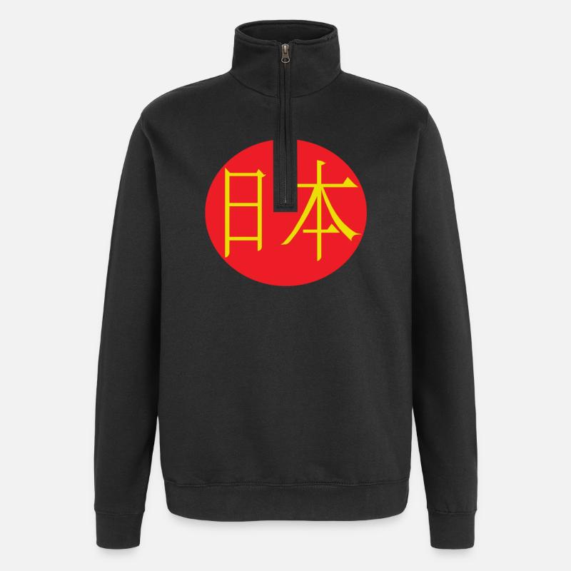 Nihon gelb und rot - Quarter-Zip-Sweatshirt - Schwarz