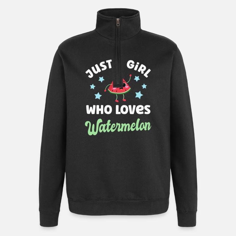 Wassermelone Kawaii Melone - Quarter-Zip-Sweatshirt - Schwarz