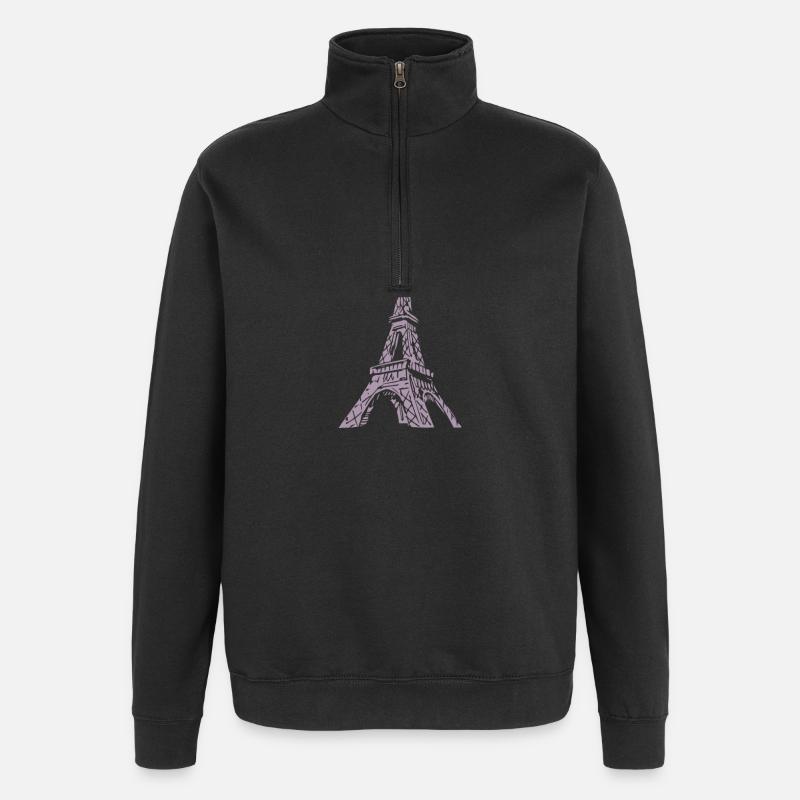Tour Eiffel de Paris - Sweat à zip 1/4 - noir