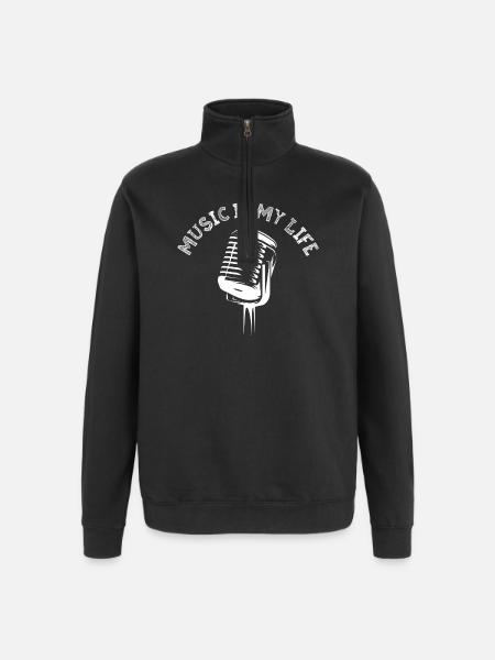 Musik er mit terapiliv Symbol Logo Musik Musiker - Sweatshirt med 1/4 lynlås - sort