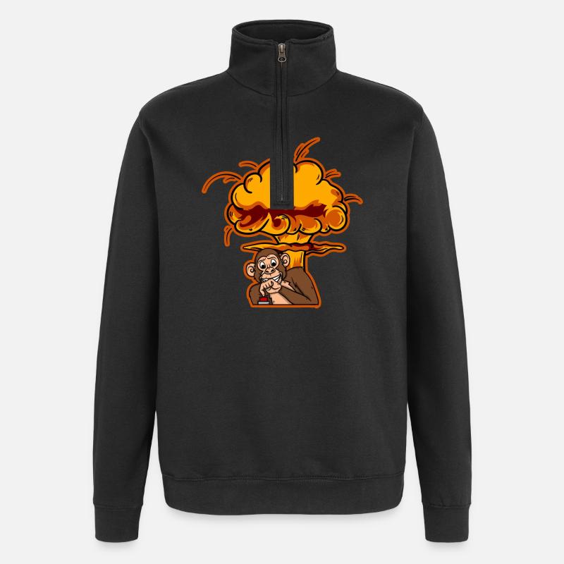 Monkey On The Button - Quarter-Zip-Sweatshirt - Schwarz