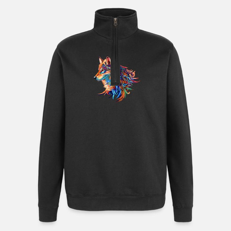 Wolf - Quarter-Zip-Sweatshirt - Schwarz