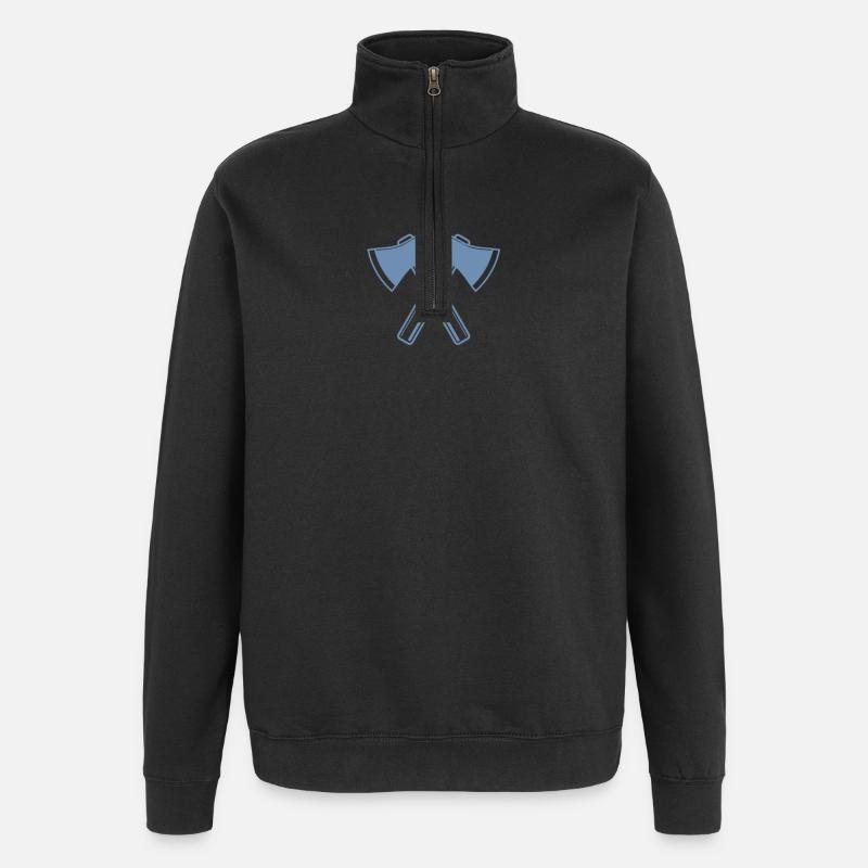 Axe Axes Bûcheron Forestier - Sweat à zip 1/4 - noir