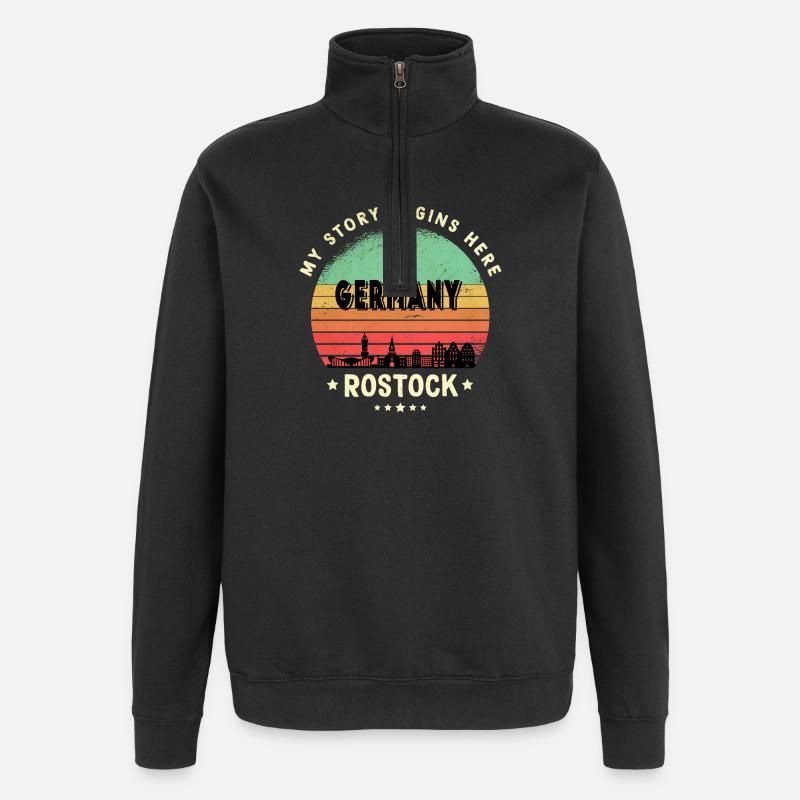 Rostock Allemagne Skyline Design - Sweat à zip 1/4 - noir