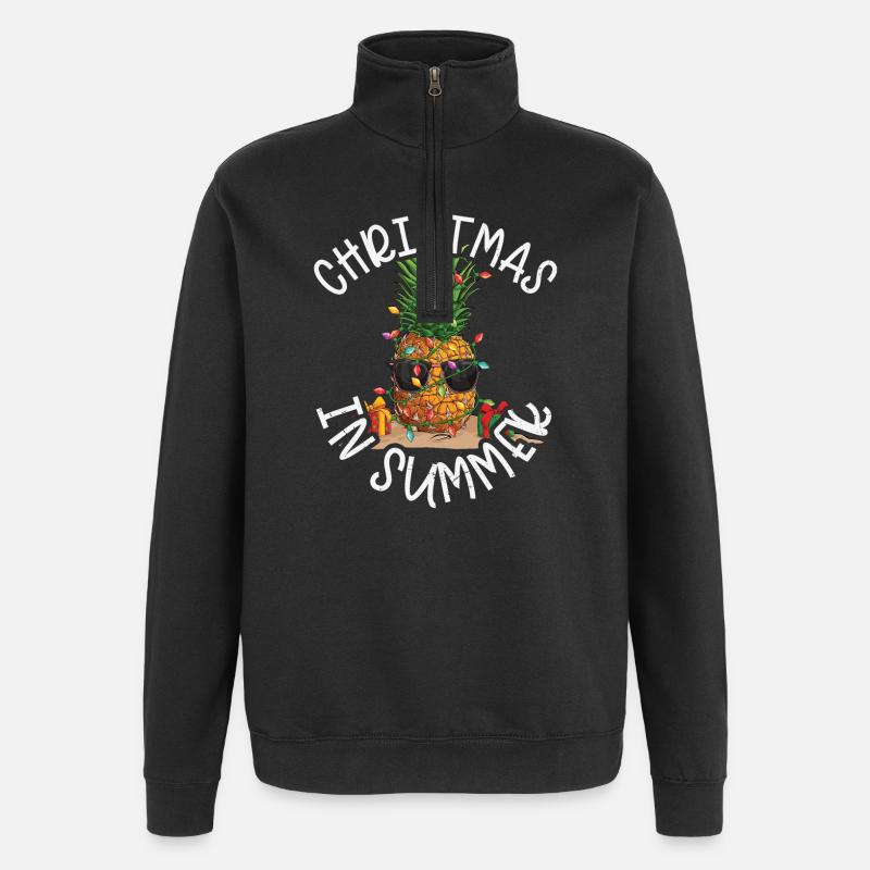 Noël ananas en été - Sweat à zip 1/4 - noir