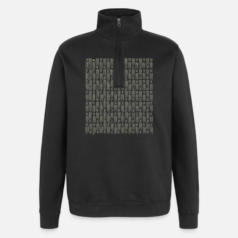 Muster - Khaki - Quarter-Zip-Sweatshirt - Schwarz