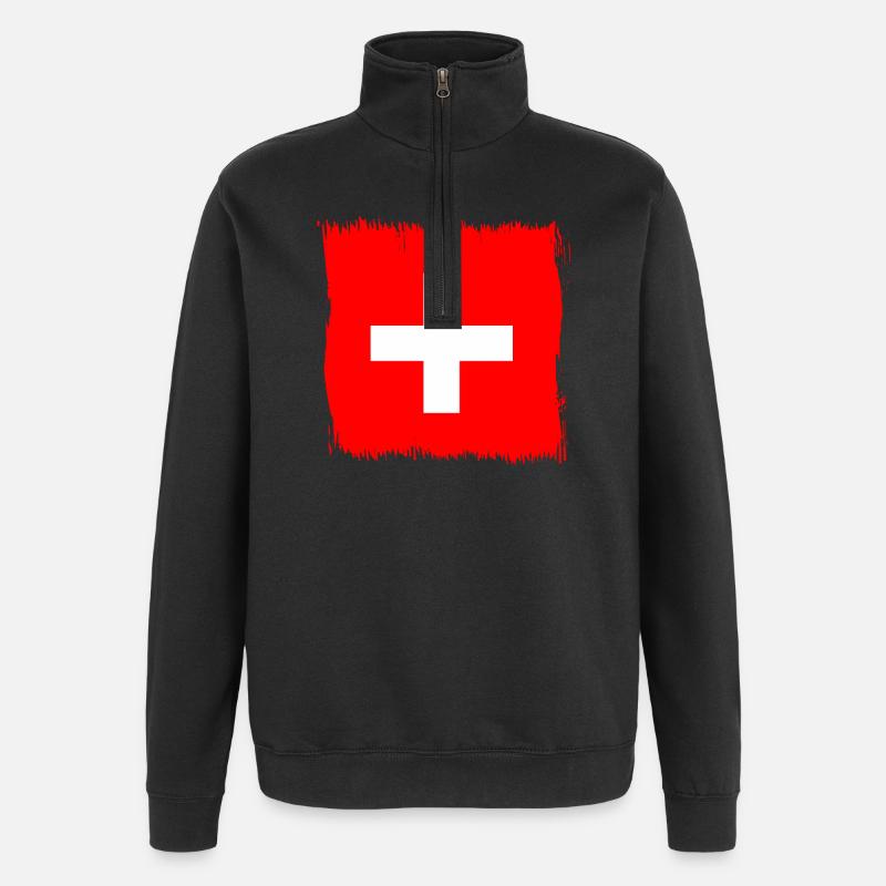 Cadeau du drapeau suisse suisse - Sweat à zip 1/4 - noir