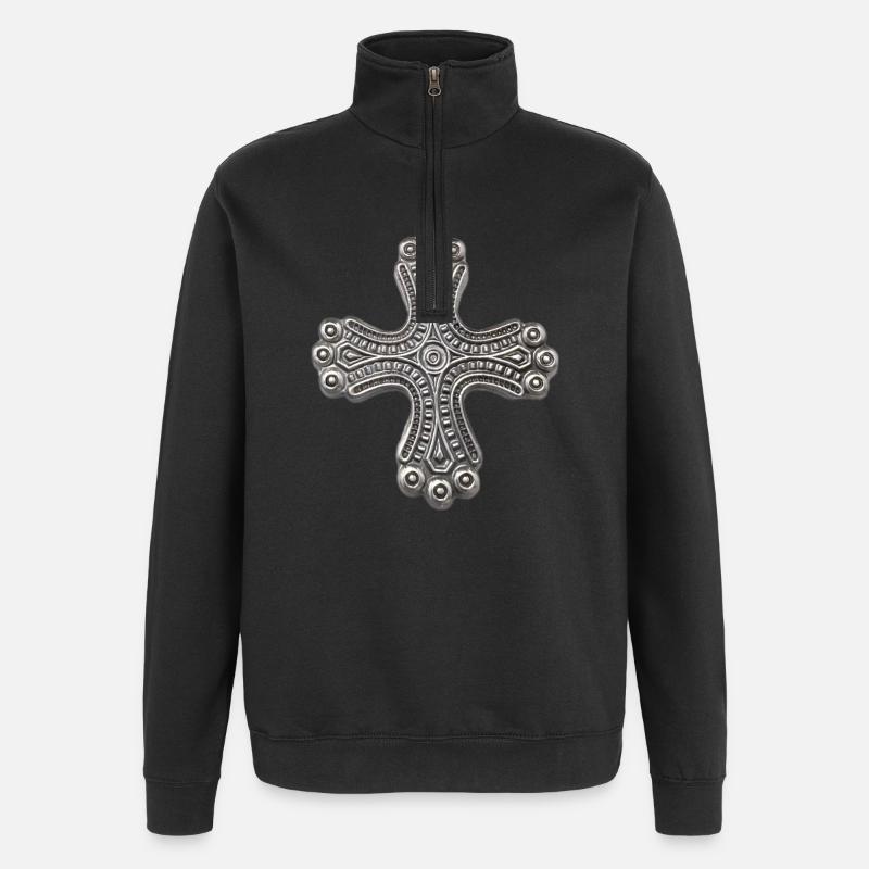 Croix d’argent de Kalevala - Sweat à zip 1/4 - noir