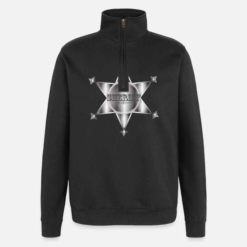 außergewöhnlicher silberfarbene Sheriffstern - Quarter-Zip-Sweatshirt - Schwarz