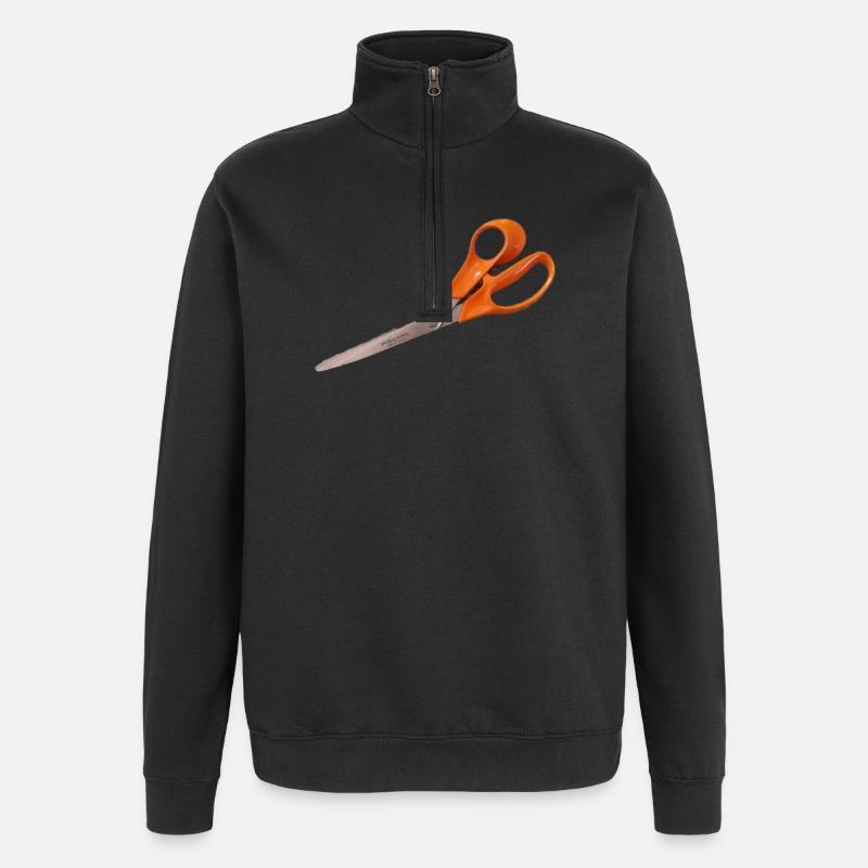 Orange Schere - Quarter-Zip-Sweatshirt - Schwarz
