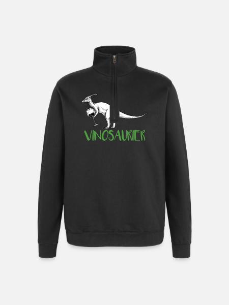Vinosaurier – lustiges Weinmotiv - Quarter-Zip-Sweatshirt - Schwarz