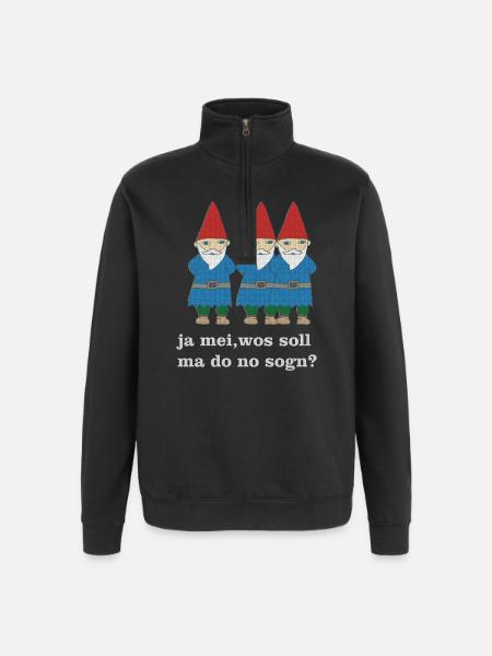 garden gnomes Bavarian - Quarter-Zip Sweatshirt - black