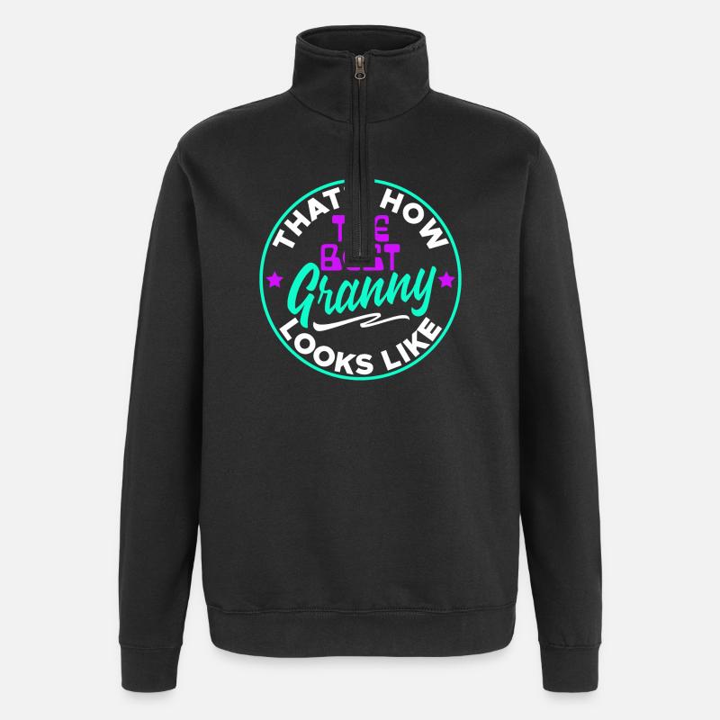 Cool Statement Beste Oma Enkelkind Großmutter - Quarter-Zip-Sweatshirt - Schwarz