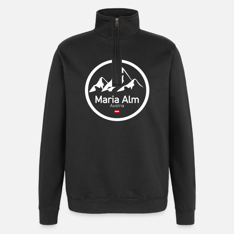Maria Alm Bergpanorama Logo - Quarter-Zip-Sweatshirt - Schwarz