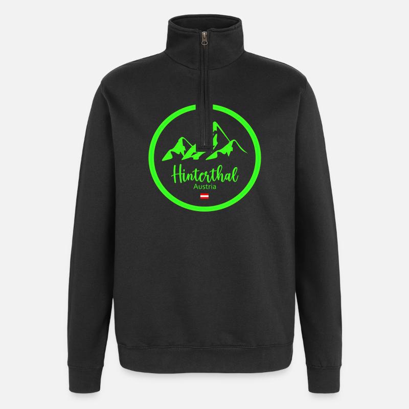 Hinterthal Alpen Neon Logo - Quarter-Zip-Sweatshirt - Schwarz