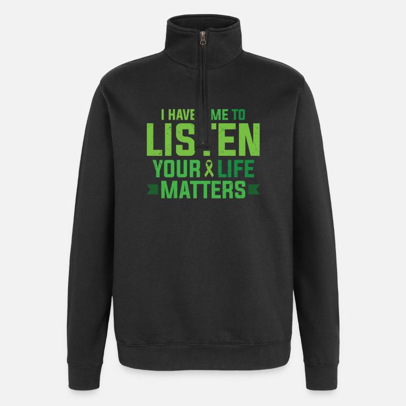 Ceinture verte Votre vie compte - Sweat à zip 1/4 - noir