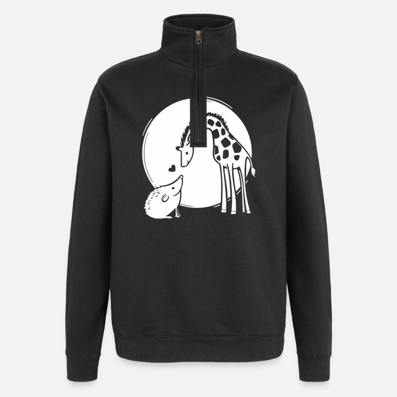 Giraffe and Hedgehog Love - Quarter-Zip Sweatshirt - black
