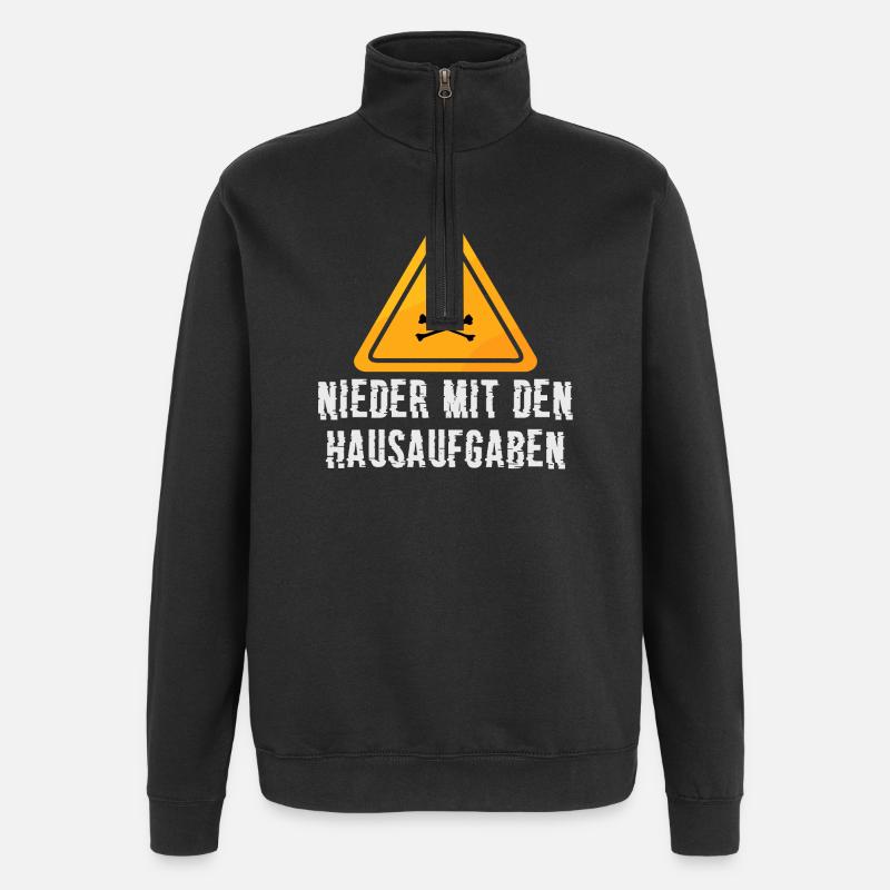 Nieder mit den Hausaufgaben - Quarter-Zip-Sweatshirt - Schwarz