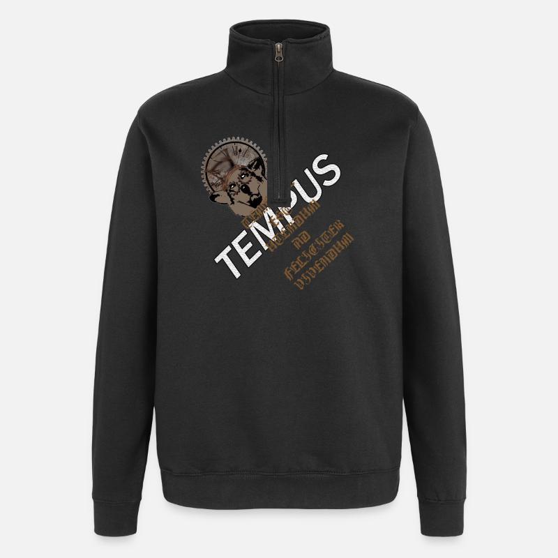 Zeit nutzen - Quarter-Zip-Sweatshirt - Schwarz