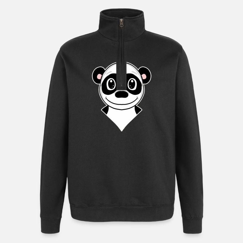 Panda - Sweat à zip 1/4 - noir