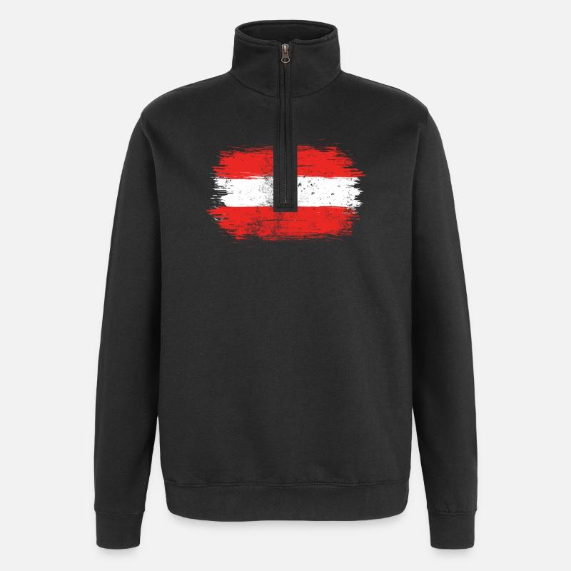 Drapeau Rouge-Blanc-Rouge Brosse - Sweat à zip 1/4 - noir
