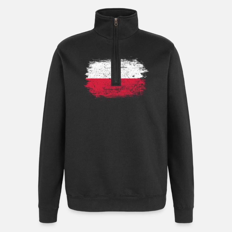 Drapeau polonais Coup de pinceau - Sweat à zip 1/4 - noir