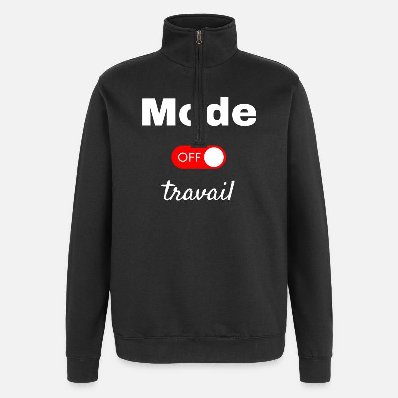 Off work mode - Quarter-Zip Sweatshirt - black