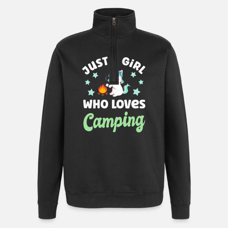 Camping Campen - Quarter-Zip Sweatshirt - black