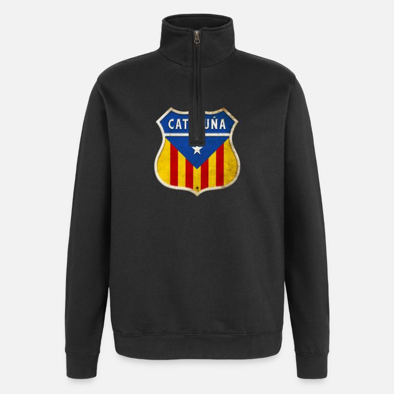 Katalonien Wappen Design - Quarter-Zip-Sweatshirt - Schwarz