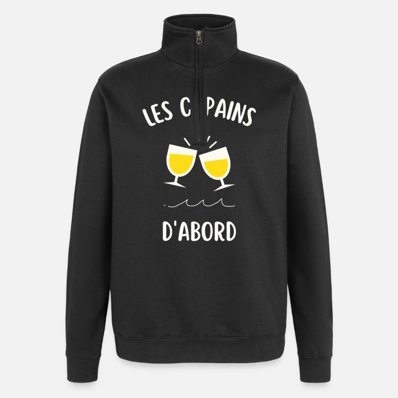 Les copains d'abord - Sweat à zip 1/4 - noir