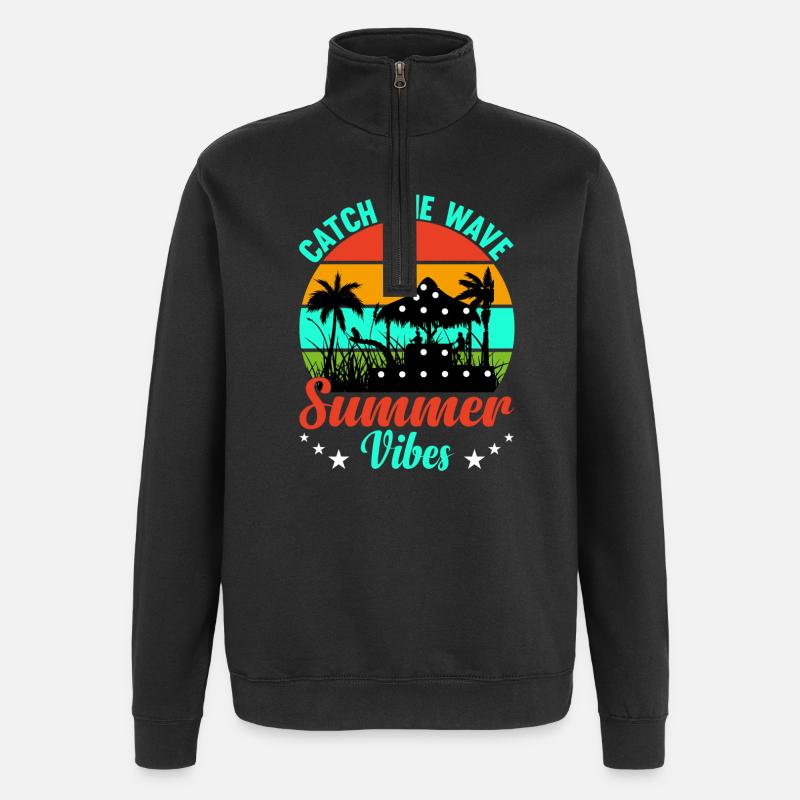 Été Été Attrapez la vague - Sweat à zip 1/4 - noir