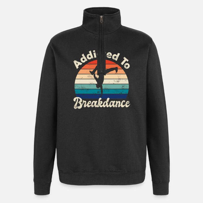 Breakdance - Felpa con zip 1/4 - nero