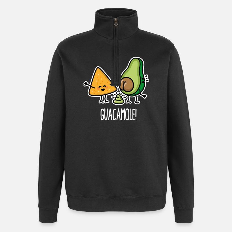 Lustige Avocado kackt Guacamole Tortilla-Chips - Quarter-Zip-Sweatshirt - Schwarz