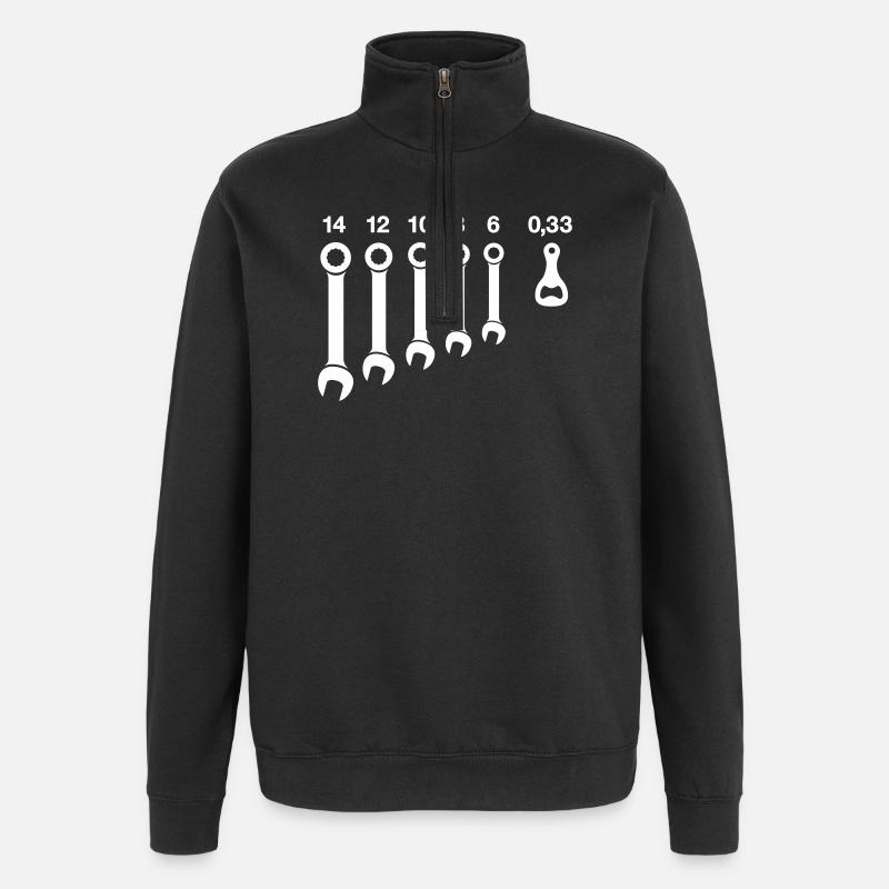 Beer Bottle Opener Wrench Tools - Quarter-Zip Sweatshirt - black