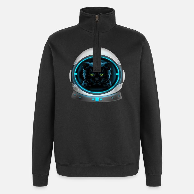 astronaute chat de l’espace en colère - Sweat à zip 1/4 - noir