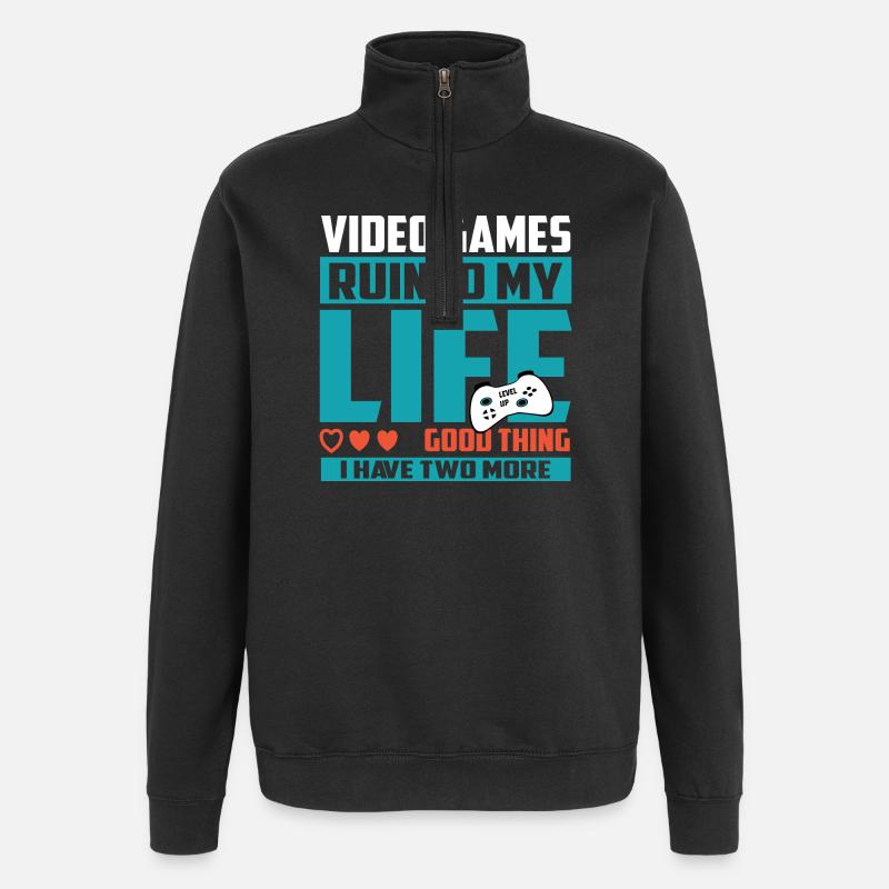 Gamer Extra Leben - Quarter-Zip-Sweatshirt - Schwarz