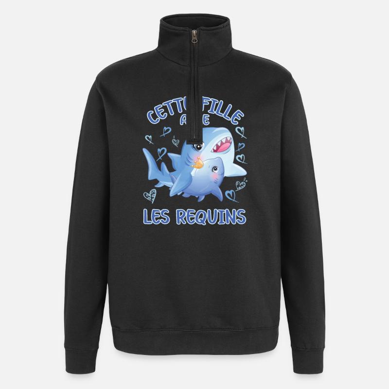 Dieses Mädchen Liebt Haie - Quarter-Zip-Sweatshirt - Schwarz