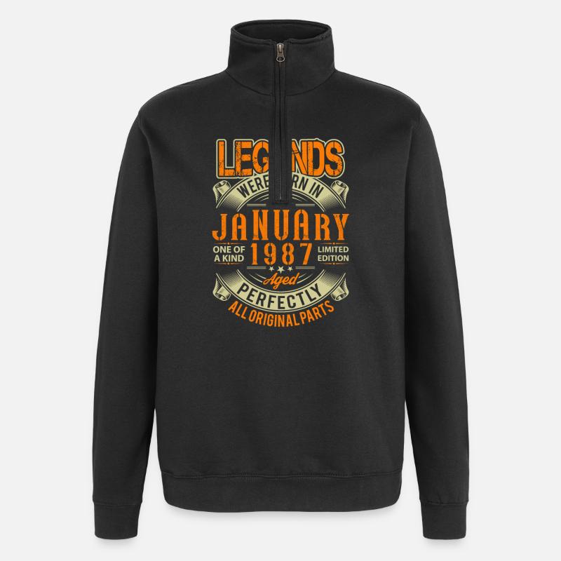 1987 Janvier Anniversaire Légende - Sweat à zip 1/4 - noir