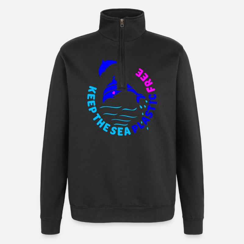 keep the sea plastic free - Quarter-Zip Sweatshirt - black