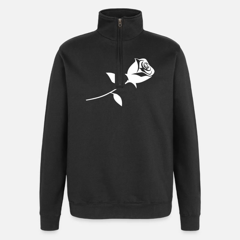 Une rose - Sweat à zip 1/4 - noir