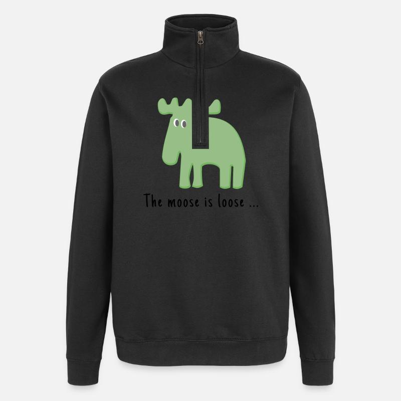Der Elch ist frei ... - Quarter-Zip-Sweatshirt - Schwarz